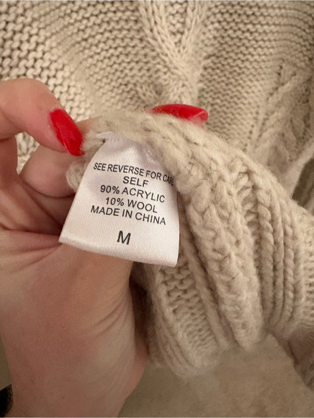 bobeau Cream Cable Knit Cowl Neck Sweater Sz M - Picture 5 of 5
